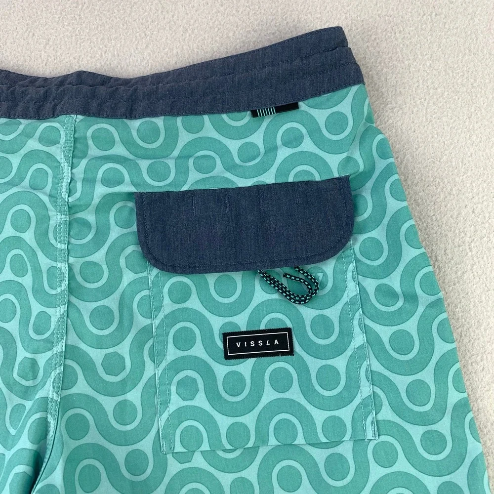 Vissla Board Shorts Mens 30 Blue Surf Bermuda Stretch Swim Beach